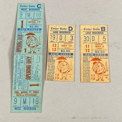 (3PC) 1964 METS OPENING DAY TICKETS | Includes: Ticket from Mets opening day game on April 17, 1964, the first game ever played in Shea...