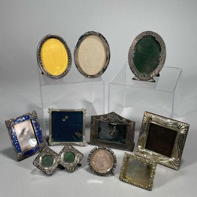 (10PC) SMALL DECORATIVE SILVER PICTURE FRAMES | dia. 3.5 in (Largest)