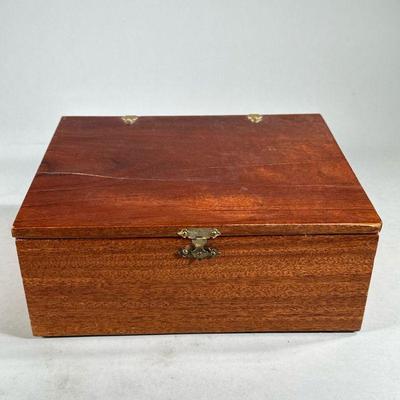 WOOD JEWELRY BOX | 3 tiered wooden jewelry box with 2 removable trays