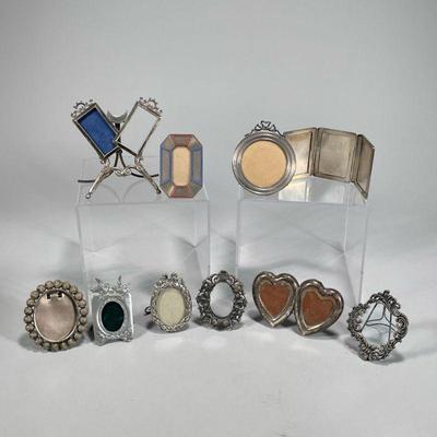 (10PC) MINIATURE DECORATIVE SILVER PICTURE FRAMES | dia. 5 in (Largest)