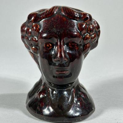 GLAZED CERAMIC BUST | Glazed ceramic female bust with flattened back of the head