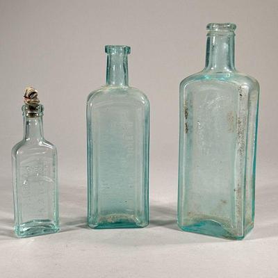 (3PC) ANTIQUE MEDICINE BOTTLES | Including: Ayer's Cherry Pectoral bottle, Dr. True's Elixir worm expeller & family laxative, and Healy &...