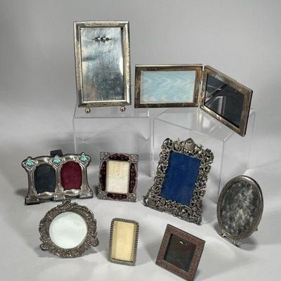(8PC) SMALL SILVER PICTURE FRAMES | dia. 9 in (Largest)