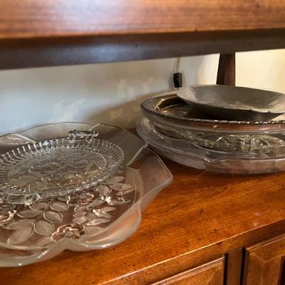 Glass and silver serving platters