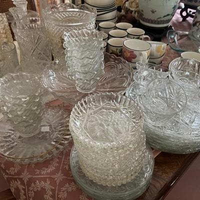 Clear glass dish sets and serving pieces