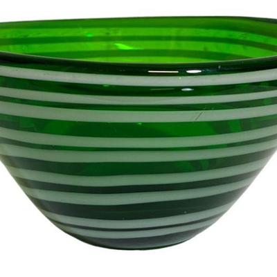 Mid Century Art Glass Bowl, Signed