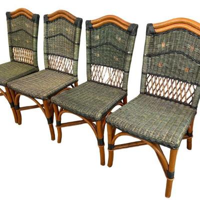 GRANGE French Wicker Dining Chairs, Set of 4