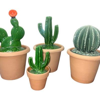 Four Italian Terracotta Cactus Lidded Pots, BESTON WEST DESIGN