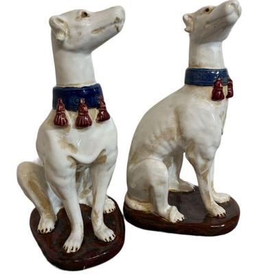 Int the Manner of Staffordshire Greyhound Whippet Statues, Pair