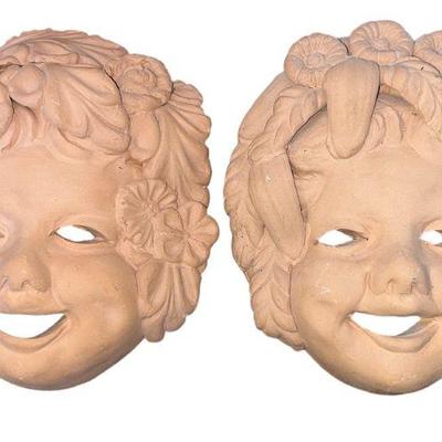 Two Italian Terracotta Pottery Bacchus Heads