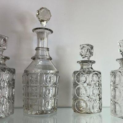 Four Crystal Glass Decanters