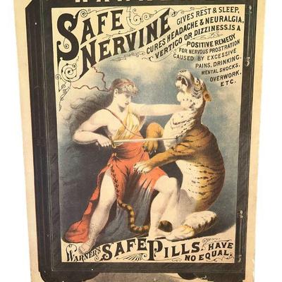 Vintage Warner's Safe Nervine Pills Advertising Litho