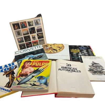 Collection (7) Assorted Coffee Table Books and Jazz Vinyl, American Cars, Jazz, Watchmaking