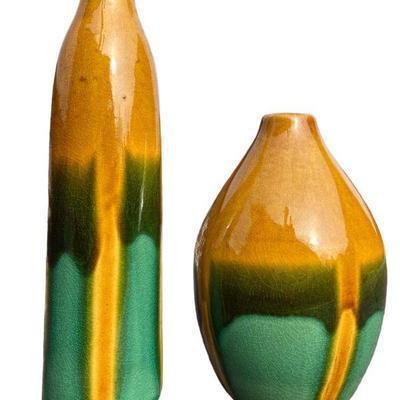 Two Mid Century Glazed Ceramic Vases