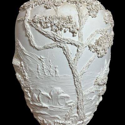 Asian Carved Relief Vase