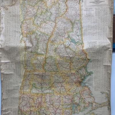 Vintage double-sided pull-down school map, as-is