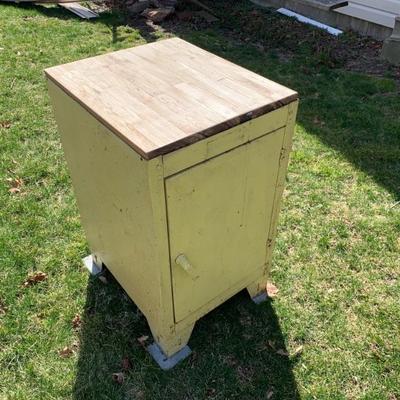 Vintage industrial cabinet w/ butcher block top