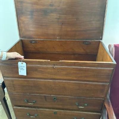 Chippendale Style Walnut 2 Drawer Blanket Box Mule Chest (Opened)
