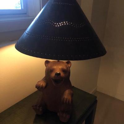 Cute little bear lamp with a tin shade 