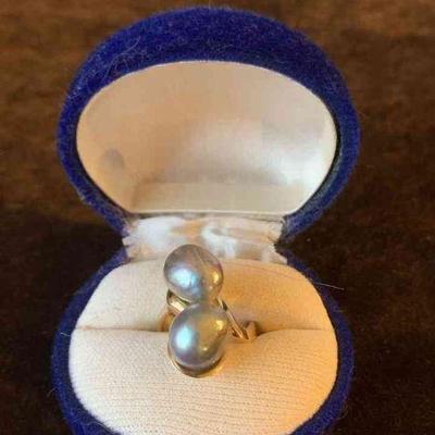 14k gold freshwater pearl ring