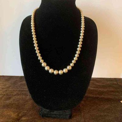 Sterling silver bead necklace