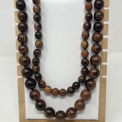 (2) Patikan Wood Bead Necklaces