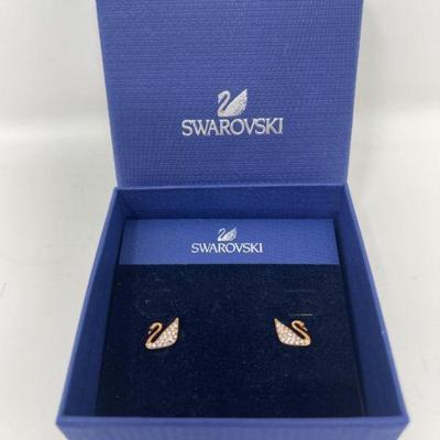Swarovski Crystal Swan Earrings