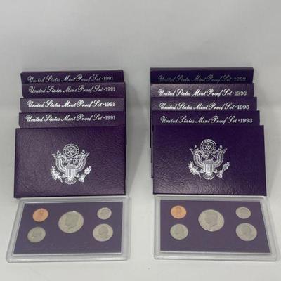 (10) 1991 & 1993 United States Mint Proof Coin Set