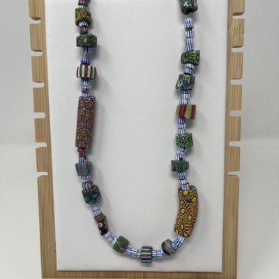 Vintage Venetian Glass African Trade Beads Inspired Necklace
