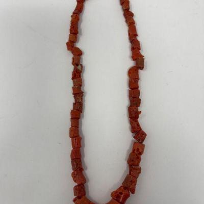 Vintage Navajo-Inspired Red Coral Beaded Necklace
