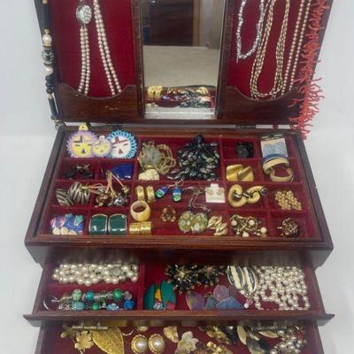 Vintage Jewelry Box and Various Jewelry