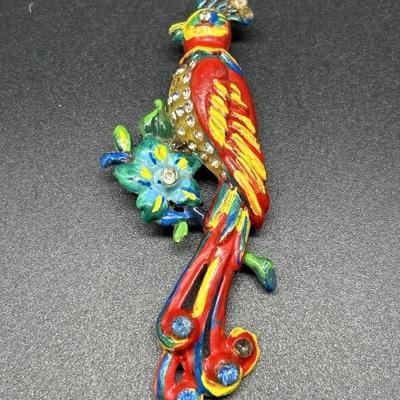 Vintage Jewelry Colorful Parrot Brooch
