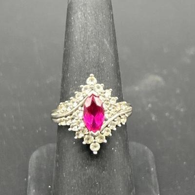 925 Silver w/ Ruby & Sapphire Ring, Size 7
 