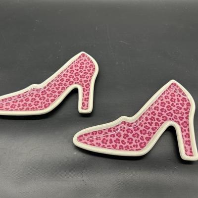 (2) Pink Leopard Print Decorative Trays