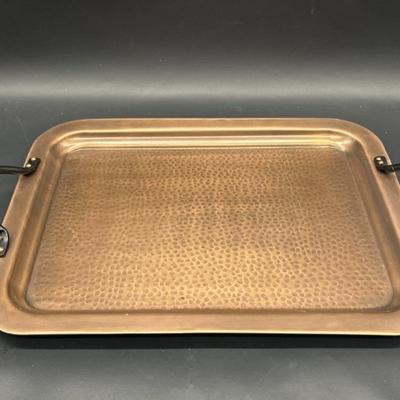 Hammered Copper-Look Handled Serving Tray