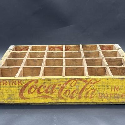 Vintage Wooden w/ Yellow Painted Coca-Cola Crate