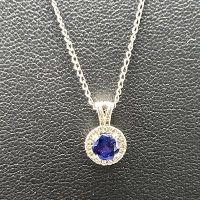 10kt White Gold and Blue Sapphire Pendant
 14 kt