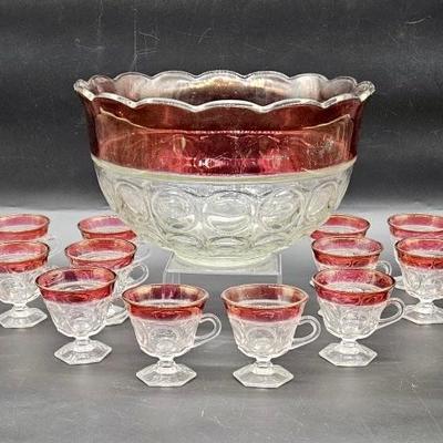 Vintage Lexington by Indiana Glass Punch Bowl Set