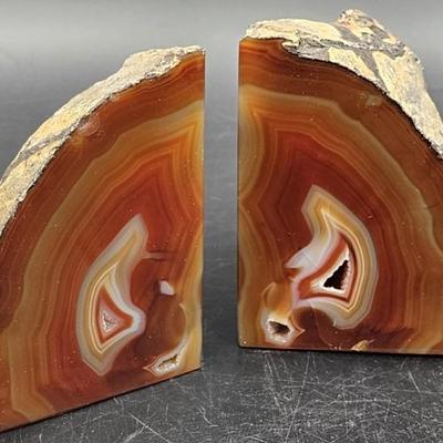 Pair of Agate Geode Bookends