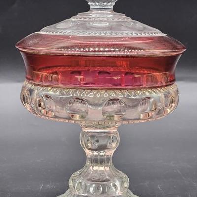 Mid Century Ruby Crown by Colony Compote & Lid