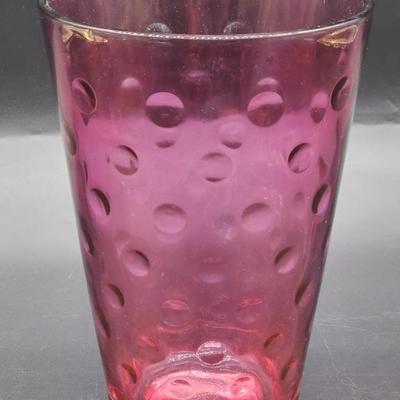 Cranberry Bubble Glass 8.5in Flower Vase