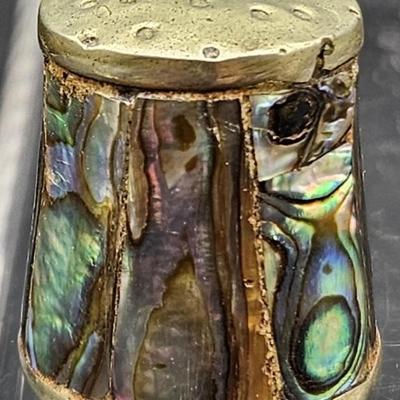 Silver Thimble Covered w/ Abalone Shell