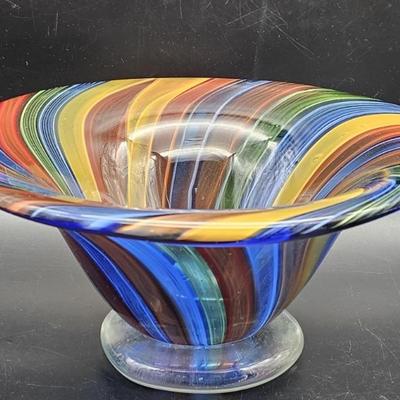 Handmade Badash Footed Art Glass Bowl