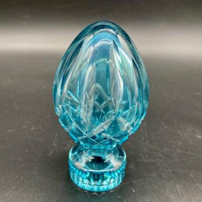 Waterford Blue Crystal Turquoise Egg Paperweight