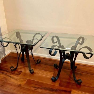 2pc Glass Top Side Tables