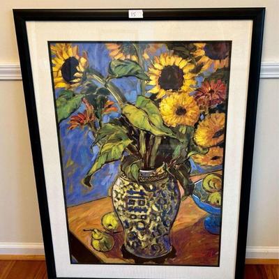 Signed Framed Sunflower Art