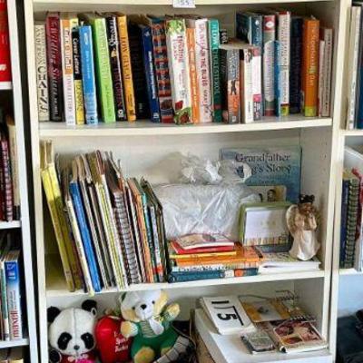 2 Shelf Lot of Children’s Books, Stuffed Animals and More 