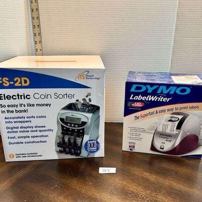 2pc Electric Coin Sorter & Dymo Label Writer