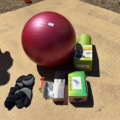 Exercising Lot with Wrist Weights, Foam Roller, Exercise Ball and More