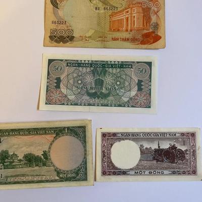 Vintage and antique stamps, coins and currency from Vietnam, Thailand, New Zealand and Cambodia, much if it is pre-Vietnam War, colonial era